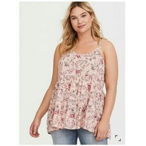 Torrid Sz 1 Pink Floral Strappy Challis Cami